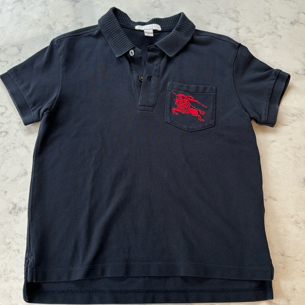 Burberry boys polo. Size 8. Like new. Navy.